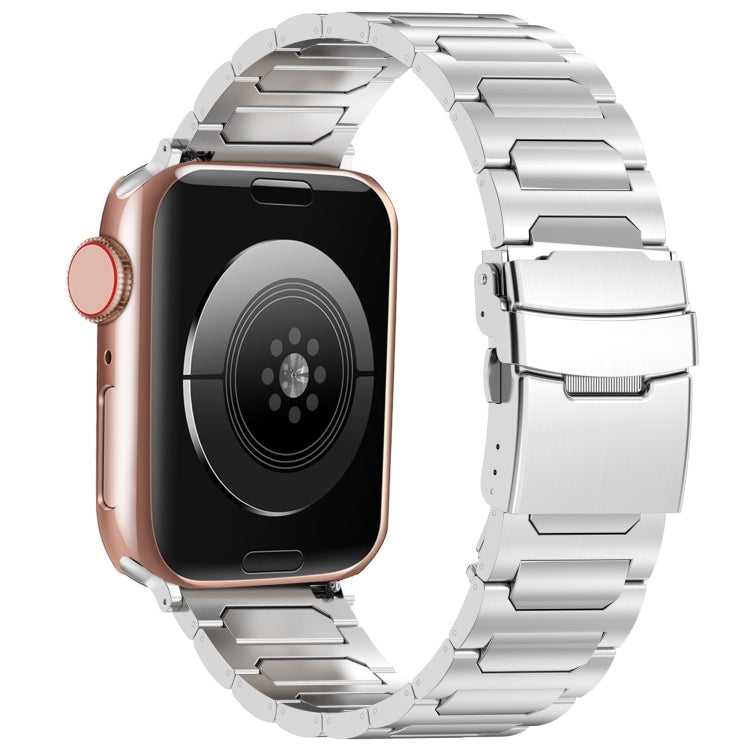 For Apple Watch Series 8 45mm I-Shaped Titanium Metal Watch Band(Mirror Silver) - Watch Bands by PMC TechLife | Online Shopping South Africa | PMC TechLife