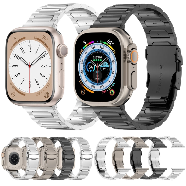 For Apple Watch Series 7 41mm I-Shaped Titanium Metal Watch Band(Mirror Silver) - Watch Bands by PMC TechLife | Online Shopping South Africa | PMC TechLife