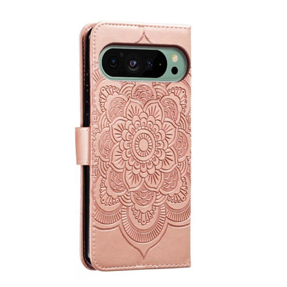 For Google Pixel 9 Sun Mandala Embossing Pattern Phone Leather Case(Rose Gold) - Google Cases by PMC Jewellery | Online Shopping South Africa | PMC Jewellery | Buy Now Pay Later Mobicred