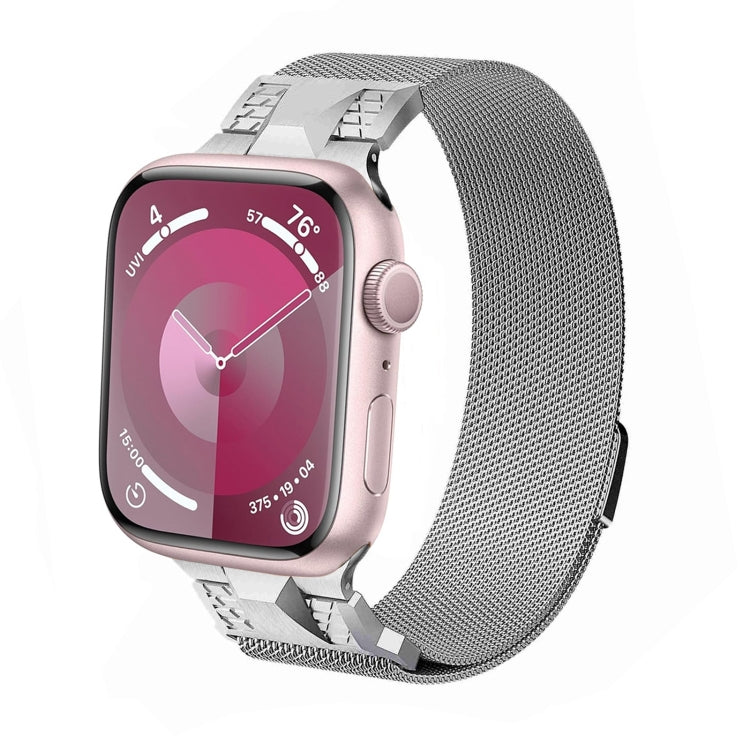 For Apple Watch 42mm Mecha Style Milanese Metal Watch Band(Titanium Silver) - free shipping - PMC TechLife - Order now!