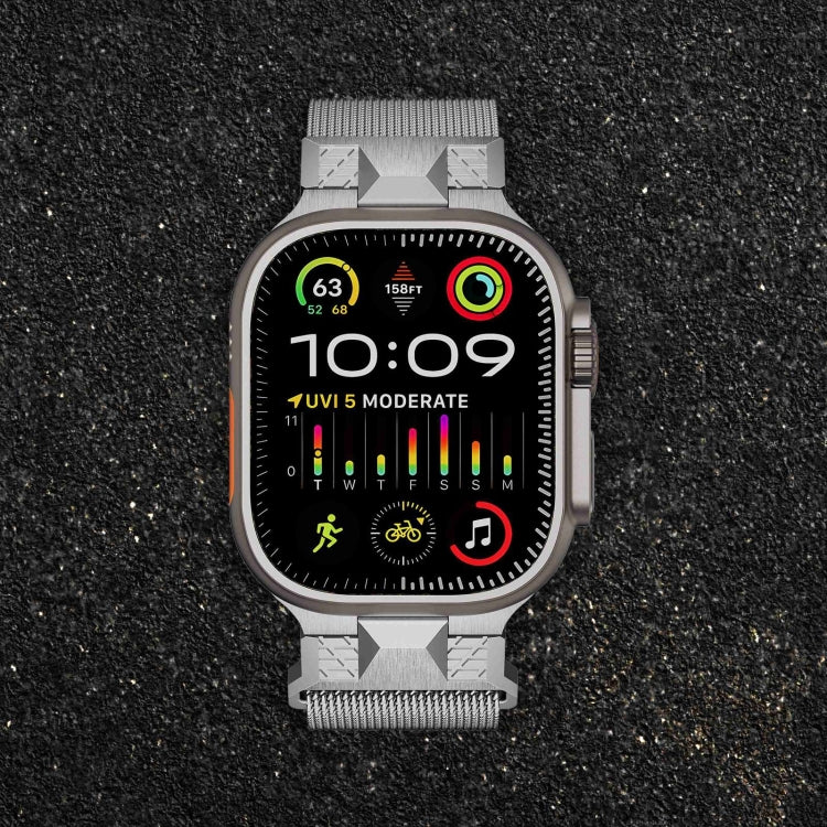 For Apple Watch 42mm Mecha Style Milanese Metal Watch Band(Titanium Silver) - free shipping - PMC TechLife - Order now!