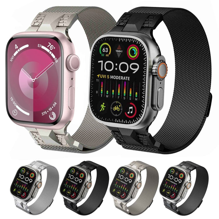 For Apple Watch 42mm Mecha Style Milanese Metal Watch Band(Titanium Silver) - free shipping - PMC TechLife - Order now!