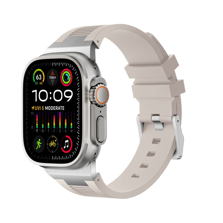 For Apple Watch Ultra 2 49mm Loners Liquid Silicone Watch Band(Silver Starlight) - Watch Bands by PMC TechLife | Online Shopping South Africa | PMC TechLife | Buy Now Pay Later Mobicred