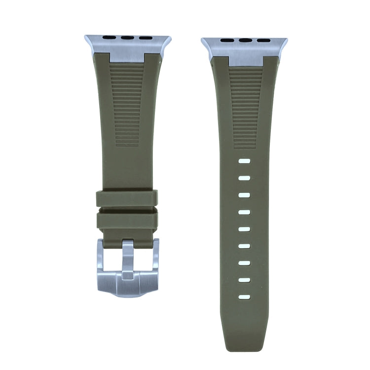 For Apple Watch Series 9 45mm Loners Liquid Silicone Watch Band(Silver Green) - Watch Bands by PMC TechLife | Online Shopping South Africa | PMC TechLife