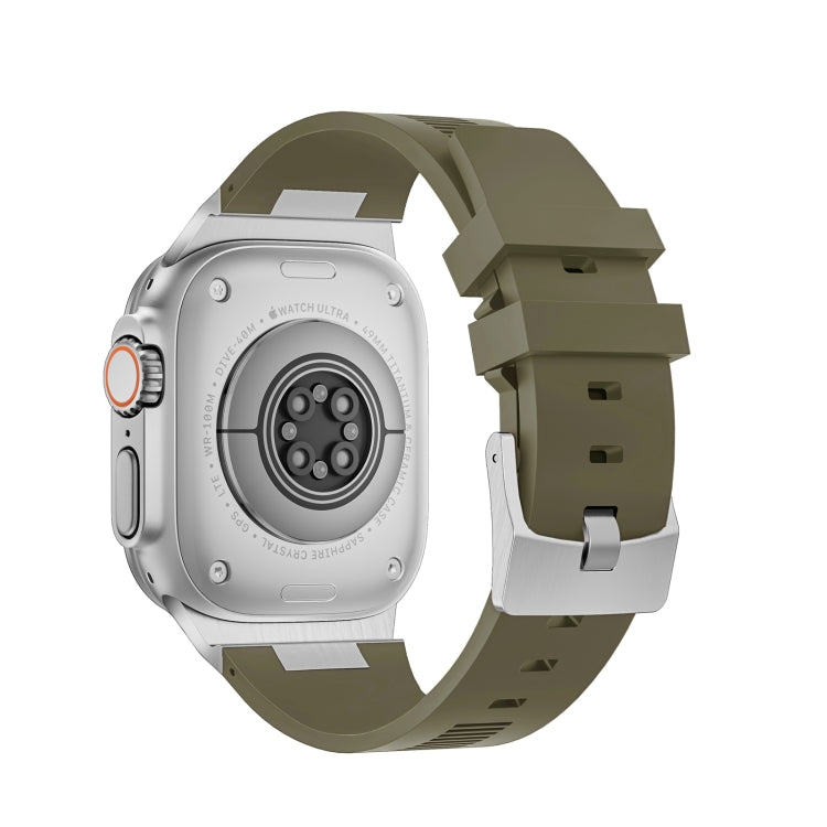 For Apple Watch Ultra 49mm Loners Liquid Silicone Watch Band(Silver Green) - free shipping - PMC TechLife - Order now!