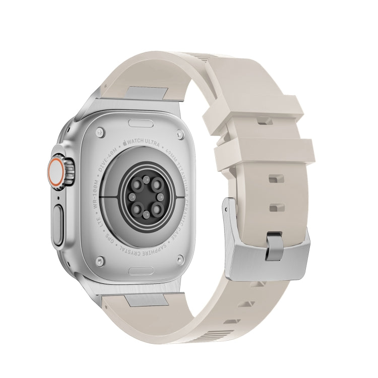 For Apple Watch Series 8 45mm Loners Liquid Silicone Watch Band(Silver Starlight) - Watch Bands by PMC TechLife | Online Shopping South Africa | PMC TechLife