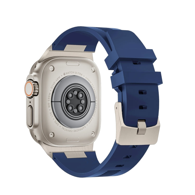 For Apple Watch Series 7 45mm Loners Liquid Silicone Watch Band(Titanium Midnight Blue) - Watch Bands by PMC TechLife | Online Shopping South Africa | PMC TechLife