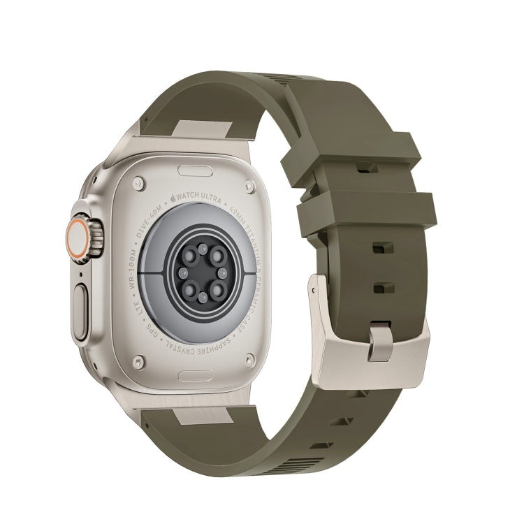 For Apple Watch SE 44mm Loners Liquid Silicone Watch Band(Titanium Green) - Watch Bands by PMC TechLife | Online Shopping South Africa | PMC TechLife