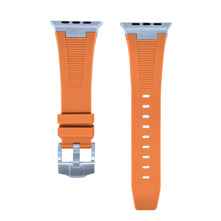 For Apple Watch SE 44mm Loners Liquid Silicone Watch Band(Sliver Orange) - Watch Bands by PMC TechLife | Online Shopping South Africa | PMC TechLife