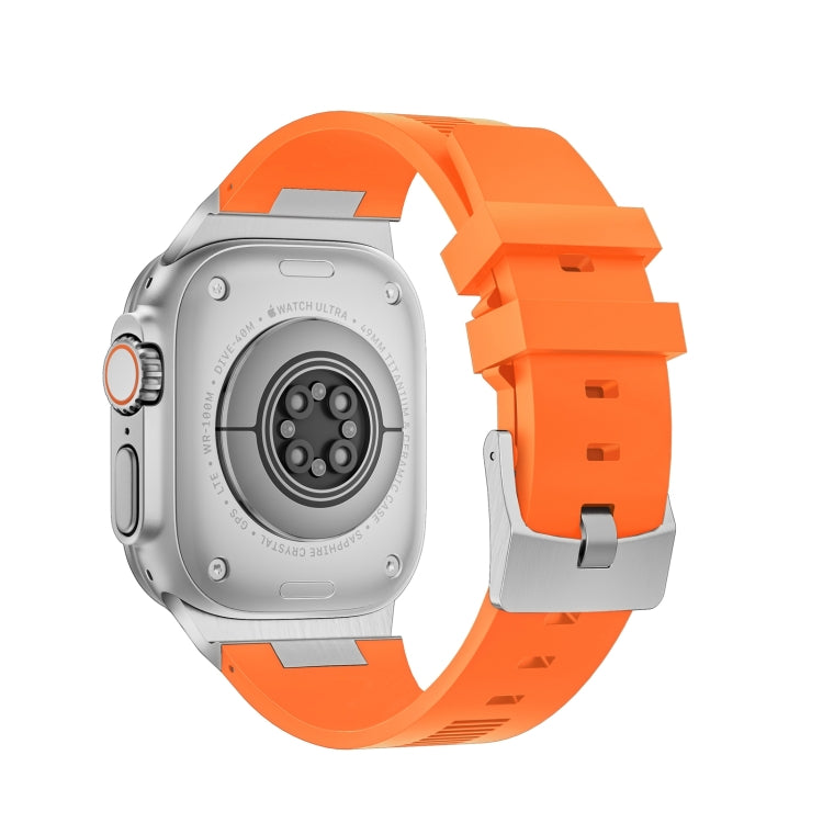 For Apple Watch SE 44mm Loners Liquid Silicone Watch Band(Sliver Orange) - Watch Bands by PMC TechLife | Online Shopping South Africa | PMC TechLife