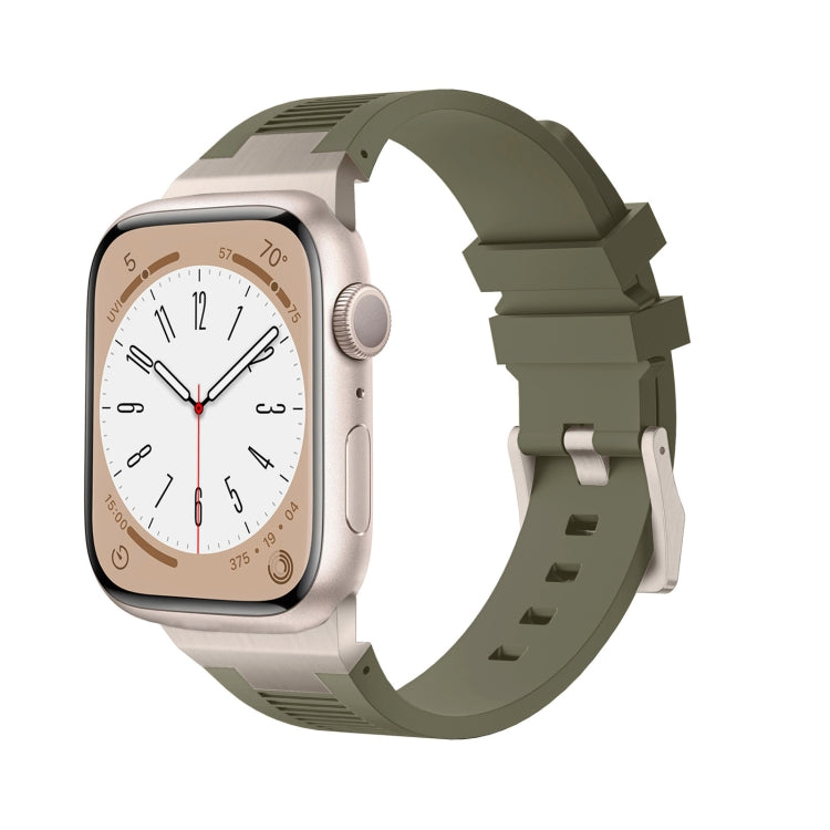 For Apple Watch Series 5 44mm Loners Liquid Silicone Watch Band(Titanium Green) - Watch Bands by PMC TechLife | Online Shopping South Africa | PMC TechLife