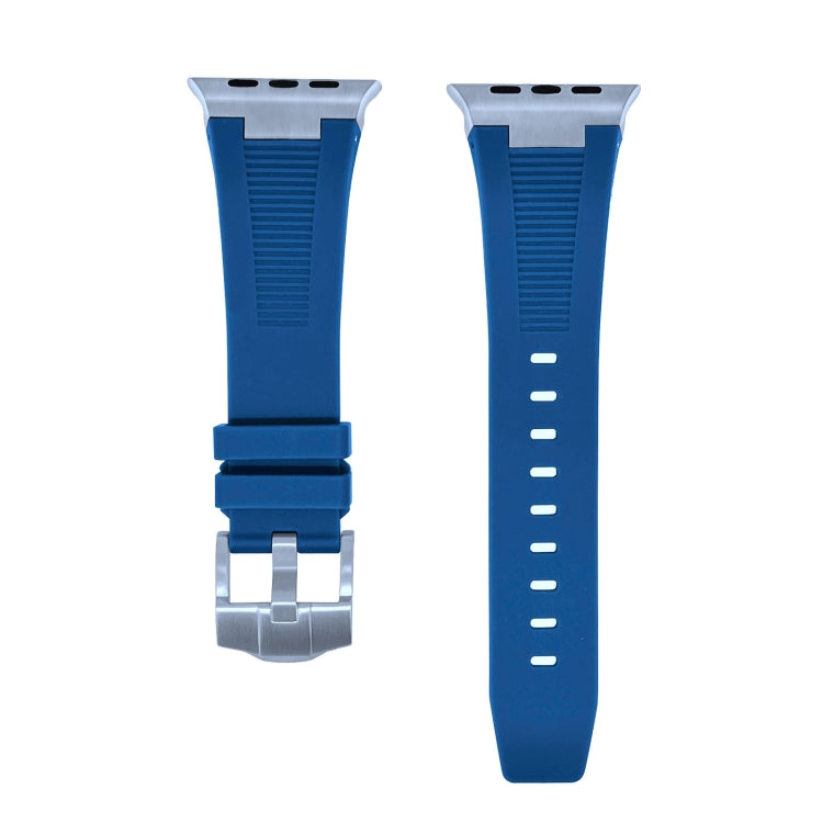 For Apple Watch 42mm Loners Liquid Silicone Watch Band(Silver Midnight Blue) - Watch Bands by PMC TechLife | Online Shopping South Africa | PMC TechLife