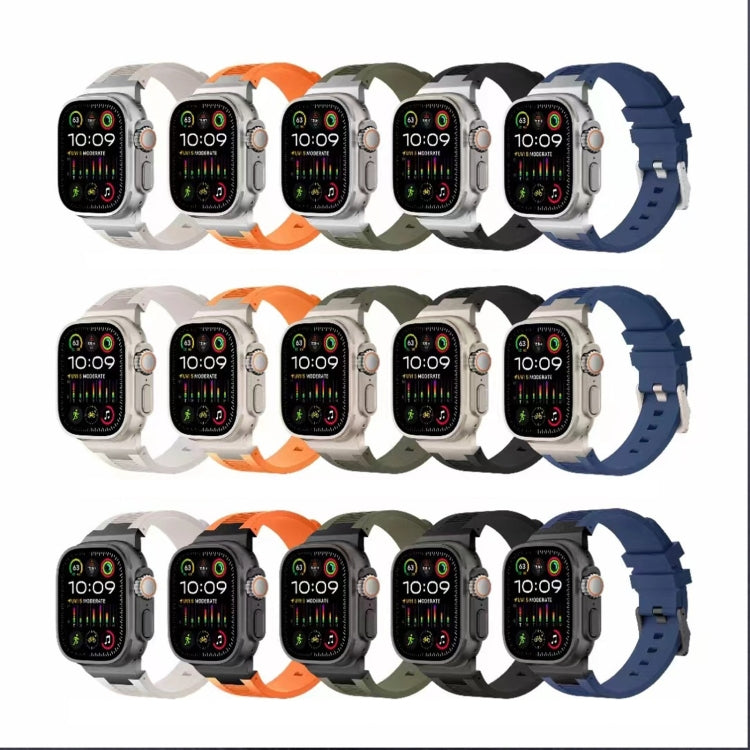 For Apple Watch Series 7 45mm Loners Liquid Silicone Watch Band(Black Black) - Watch Bands by PMC TechLife | Online Shopping South Africa | PMC TechLife