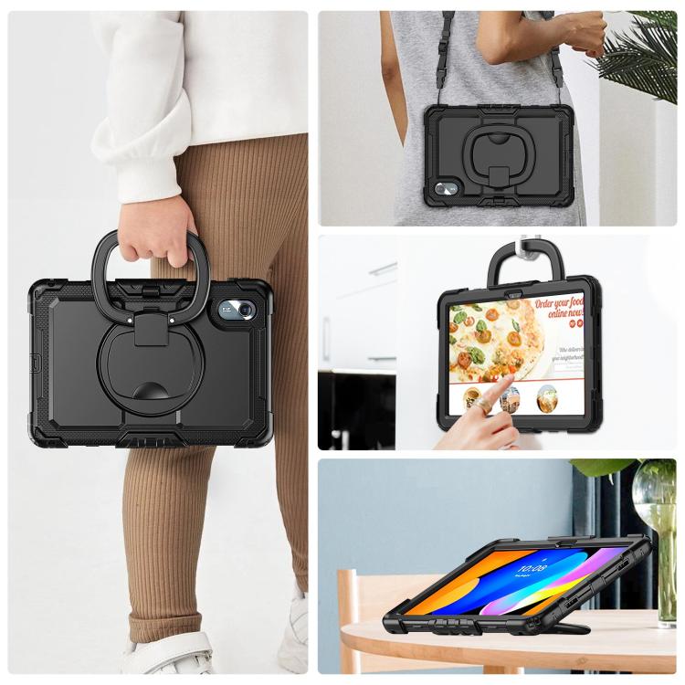 For Lenovo Xiaoxin Pad 2024 / 2025 Handle Silicone Hydric PC Tablet Case with Shoulder Strap(Black) - free shipping - PMC Jewellery - Order now!