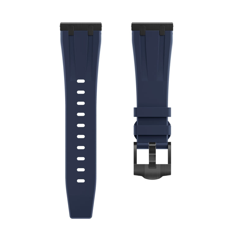 20mm Flat Head Silicone Watch Band(Black Blue) - 20mm Bands by PMC Jewellery | Online Shopping South Africa | PMC Jewellery