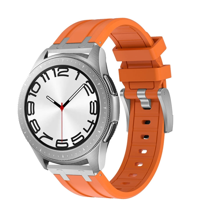20mm Flat Head Silicone Watch Band(Silver Orange) - 20mm Bands by PMC TechLife | Online Shopping South Africa | PMC TechLife