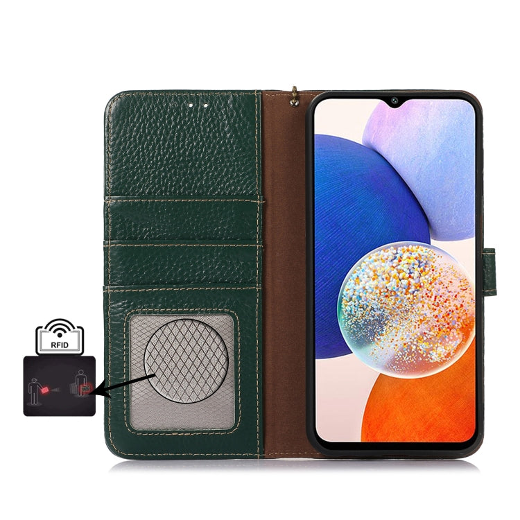 For OnePlus Nord CE4 5G / K12 5G Genuine Leather Litchi Texture RFID Leather Phone Case(Green) - OnePlus Cases by PMC TechLife | Online Shopping South Africa | PMC TechLife | Buy Now Pay Later Mobicred