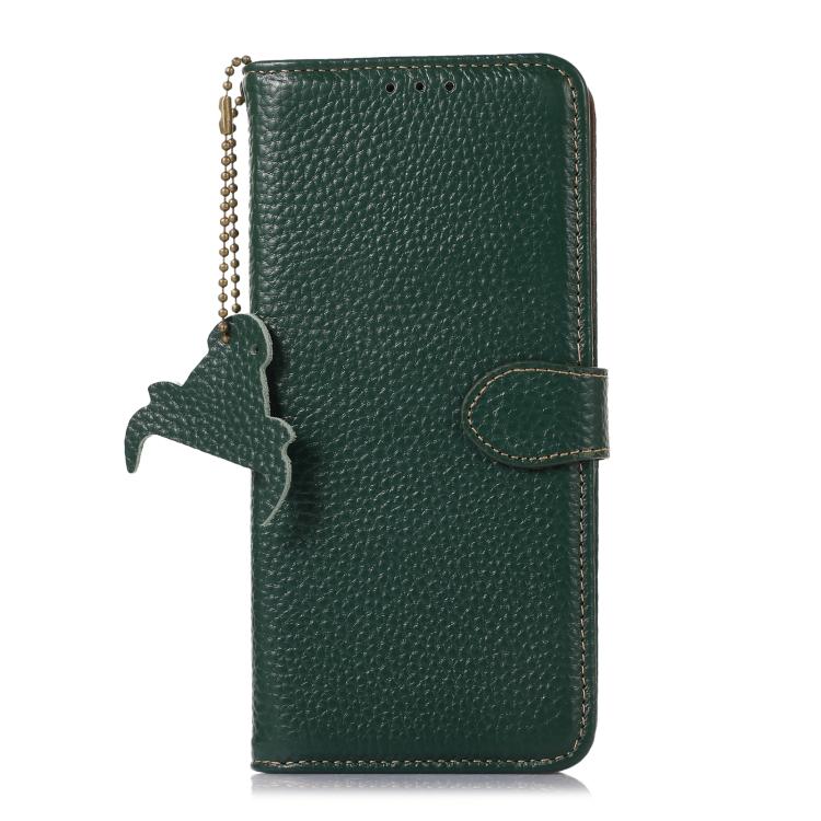 For OnePlus Ace 5 / 13R 5G Genuine Leather Litchi Texture RFID Leather Phone Case(Green) - OnePlus Cases by PMC TechLife | Online Shopping South Africa | PMC TechLife | Buy Now Pay Later Mobicred