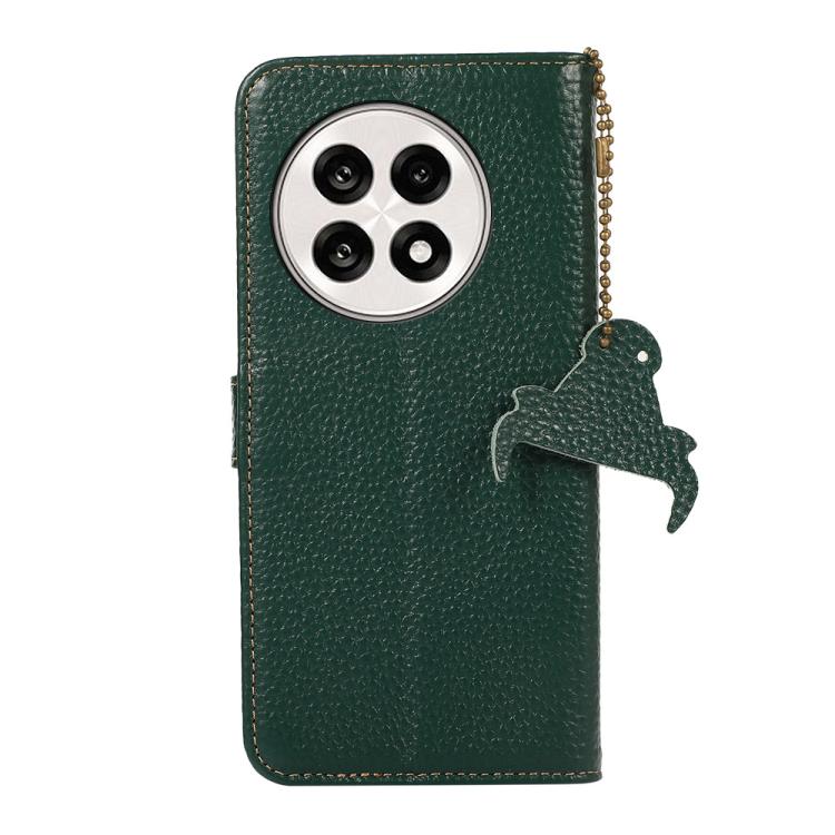 For OnePlus Ace 5 / 13R 5G Genuine Leather Litchi Texture RFID Leather Phone Case(Green) - OnePlus Cases by PMC TechLife | Online Shopping South Africa | PMC TechLife | Buy Now Pay Later Mobicred