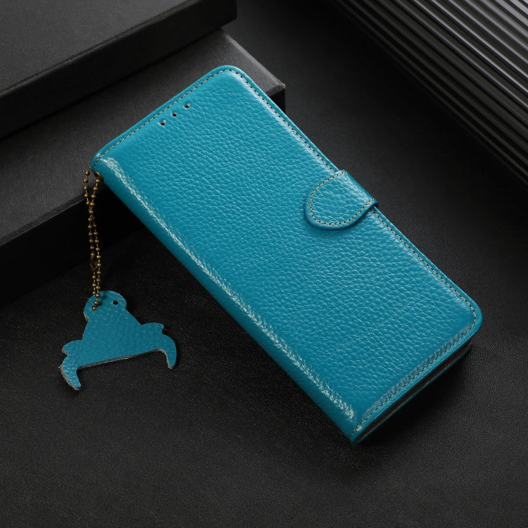 For Google Pixel 10 Pro / 9 Pro Genuine Leather Litchi Texture RFID Leather Phone Case(Blue) - Google Cases by PMC TechLife | Online Shopping South Africa | PMC TechLife | Buy Now Pay Later Mobicred