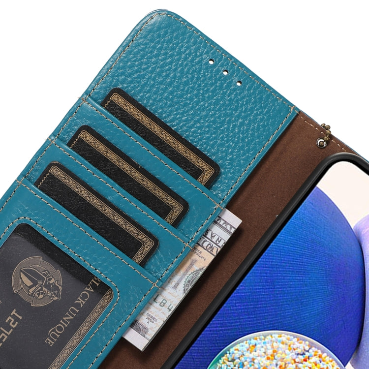 For Google Pixel 10 Pro / 9 Pro Genuine Leather Litchi Texture RFID Leather Phone Case(Blue) - Google Cases by PMC TechLife | Online Shopping South Africa | PMC TechLife | Buy Now Pay Later Mobicred