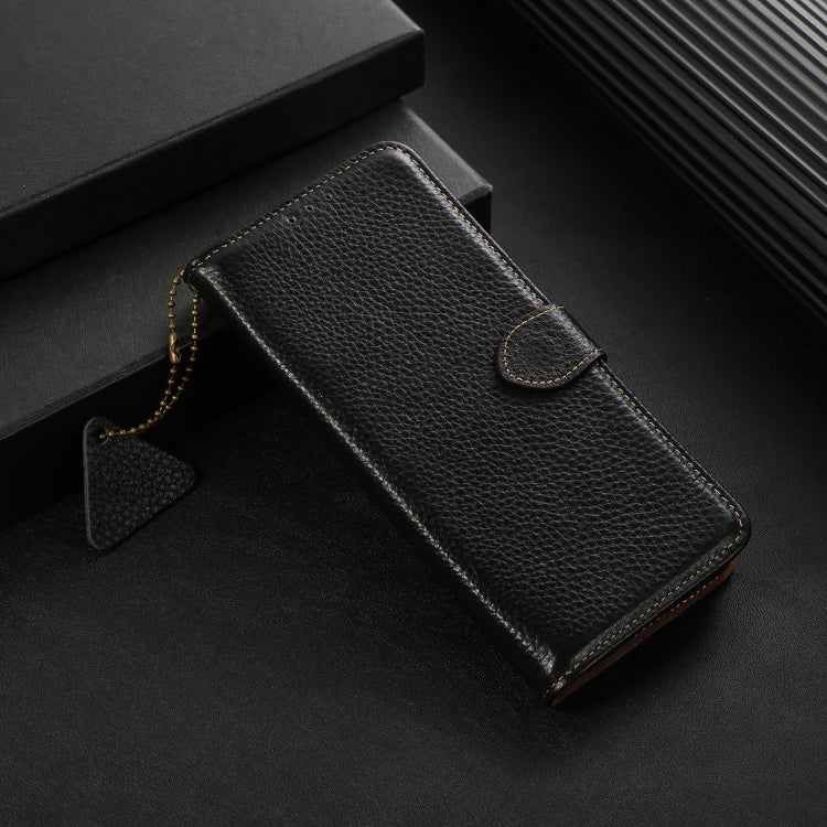 For Google Pixel 9 Pro Genuine Leather Litchi Texture RFID Leather Phone Case(Black) - Google Cases by PMC TechLife | Online Shopping South Africa | PMC TechLife | Buy Now Pay Later Mobicred