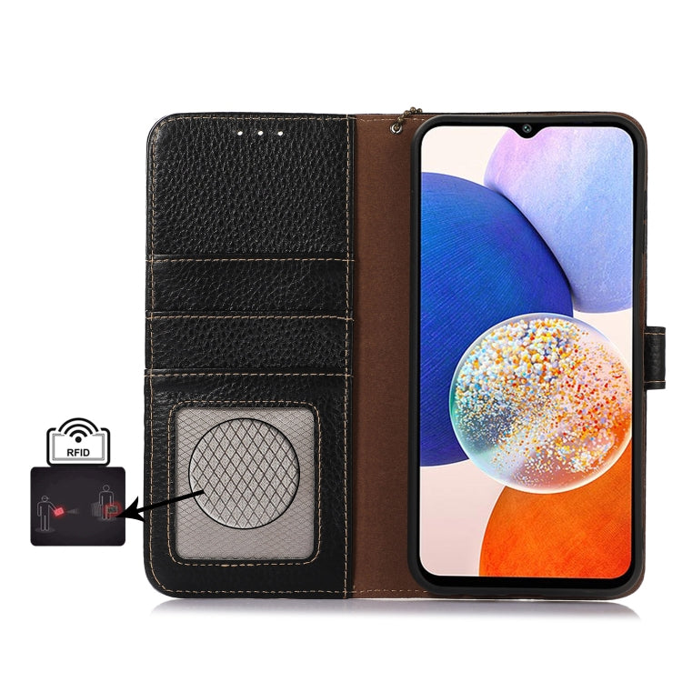 For Google Pixel 9 Pro Genuine Leather Litchi Texture RFID Leather Phone Case(Black) - Google Cases by PMC TechLife | Online Shopping South Africa | PMC TechLife | Buy Now Pay Later Mobicred