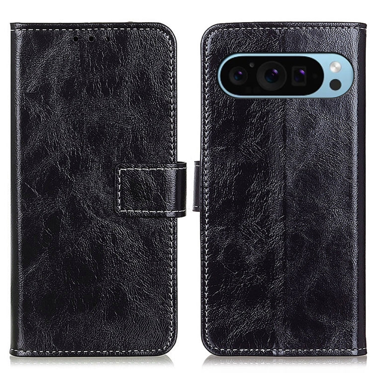 For Google Pixel 9 Retro Crazy Horse Texture Flip Leather Phone Case(Black) - Google Cases by PMC TechLife | Online Shopping South Africa | PMC TechLife | Buy Now Pay Later Mobicred