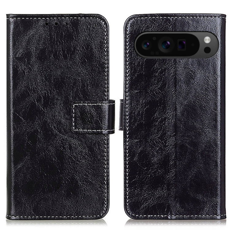 For Google Pixel 10 Pro / 9 Pro Retro Crazy Horse Texture Flip Leather Phone Case(Black) - Google Cases by PMC TechLife | Online Shopping South Africa | PMC TechLife | Buy Now Pay Later Mobicred