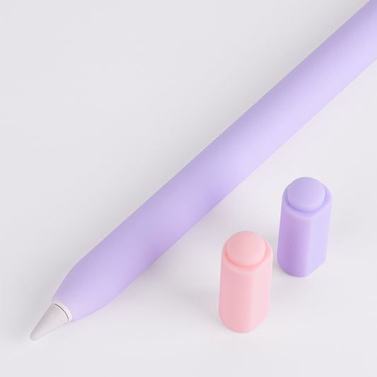 For Apple Pencil (USB-C) Double Cap Contrasting Color Silicone Protective Case(Lavender Grey) - Pencil Accessories by PMC Jewellery | Online Shopping South Africa | PMC Jewellery | Buy Now Pay Later Mobicred