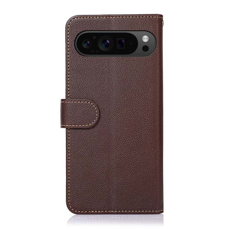 For Google Pixel 9 Pro KHAZNEH Litchi Texture Leather RFID Phone Case(Brown) - Google Cases by PMC TechLife | Online Shopping South Africa | PMC TechLife | Buy Now Pay Later Mobicred
