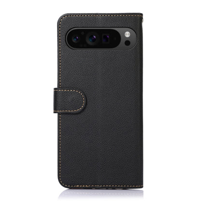 For Google Pixel 9 Pro KHAZNEH Litchi Texture Leather RFID Phone Case(Black) - Google Cases by PMC Jewellery | Online Shopping South Africa | PMC Jewellery | Buy Now Pay Later Mobicred