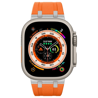 For Apple Watch SE 2023 44mm Stone Grain Liquid Silicone Watch Band(Sliver Orange) - Watch Bands by PMC Jewellery | Online Shopping South Africa | PMC Jewellery