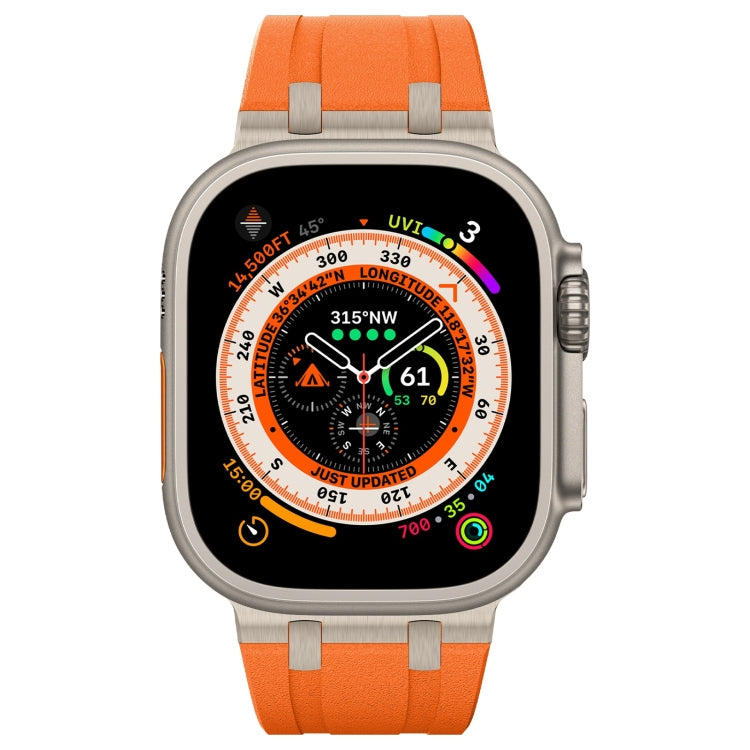 For Apple Watch Ultra 2 49mm Stone Grain Liquid Silicone Watch Band(Titanium Orange) - Watch Bands by PMC Jewellery | Online Shopping South Africa | PMC Jewellery