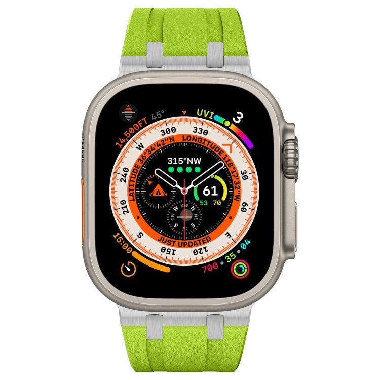 For Apple Watch Ultra 2 49mm Stone Grain Liquid Silicone Watch Band(Silver Green) - Watch Bands by PMC Jewellery | Online Shopping South Africa | PMC Jewellery