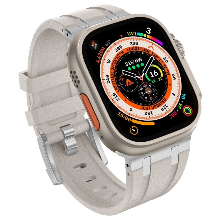 For Apple Watch Ultra 2 49mm Stone Grain Liquid Silicone Watch Band(Silver Starlight) - free shipping - PMC TechLife - Order now!