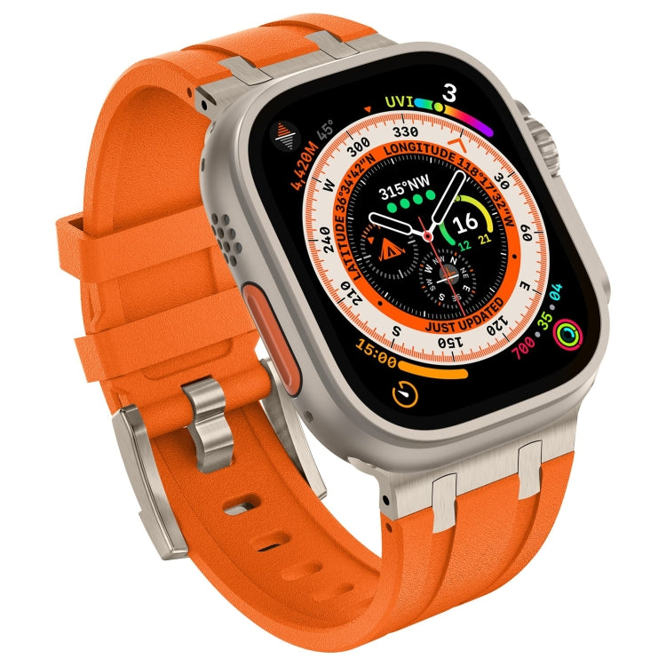 For Apple Watch Series 9 45mm Stone Grain Liquid Silicone Watch Band(Titanium Orange) - Watch Bands by PMC TechLife | Online Shopping South Africa | PMC TechLife