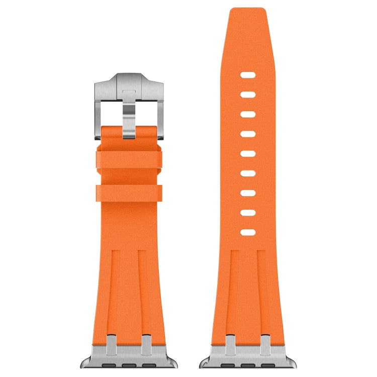 For Apple Watch Series 9 45mm Stone Grain Liquid Silicone Watch Band(Sliver Orange) - Watch Bands by PMC TechLife | Online Shopping South Africa | PMC TechLife