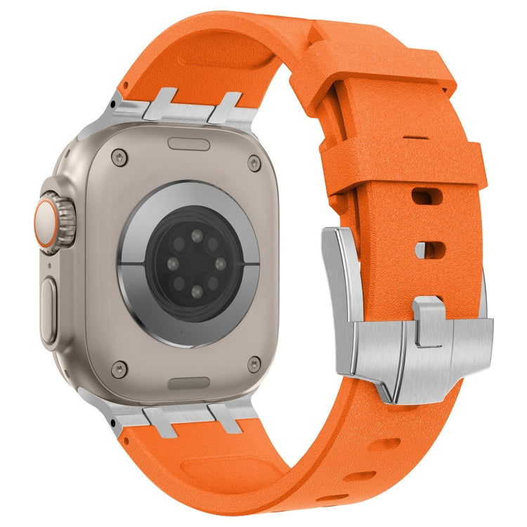For Apple Watch Series 9 45mm Stone Grain Liquid Silicone Watch Band(Sliver Orange) - Watch Bands by PMC TechLife | Online Shopping South Africa | PMC TechLife