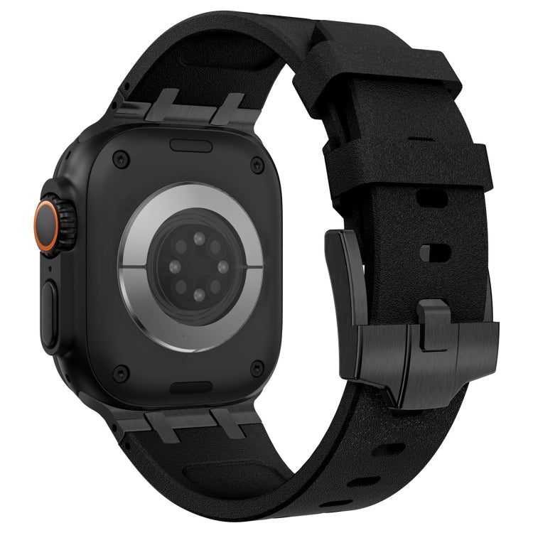 For Apple Watch Ultra 49mm Stone Grain Liquid Silicone Watch Band(Black Black) - free shipping - PMC TechLife - Order now!
