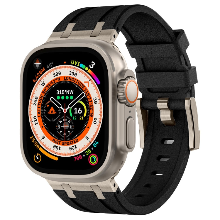 For Apple Watch Ultra 49mm Stone Grain Liquid Silicone Watch Band(Titanium Black) - Watch Bands by PMC TechLife | Online Shopping South Africa | PMC TechLife