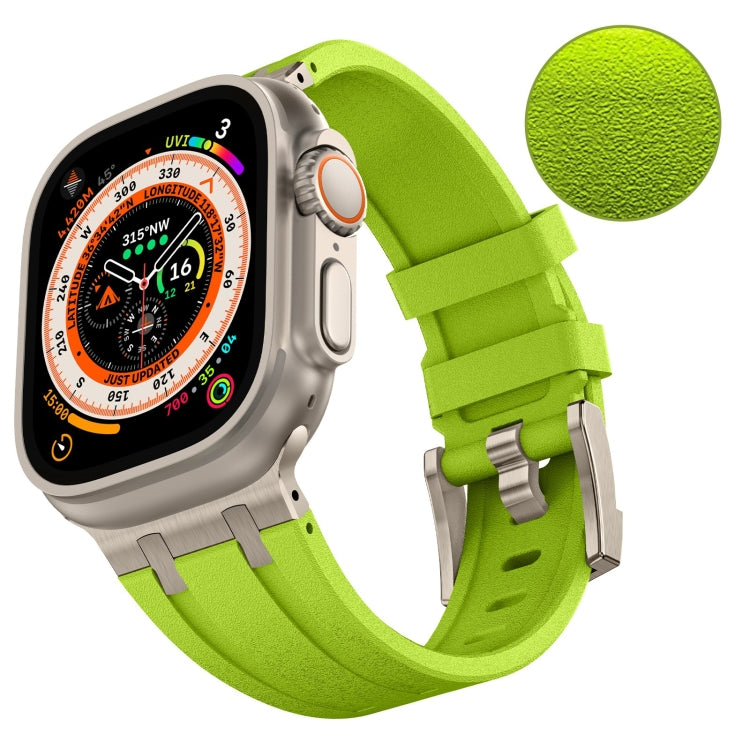 For Apple Watch Ultra 49mm Stone Grain Liquid Silicone Watch Band(Titanium Green) - Watch Bands by PMC TechLife | Online Shopping South Africa | PMC TechLife