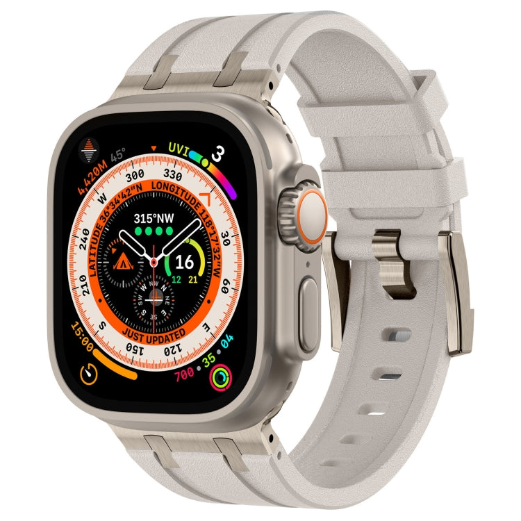 For Apple Watch Ultra 49mm Stone Grain Liquid Silicone Watch Band(Titanium Starlight) - free shipping - PMC TechLife - Order now!