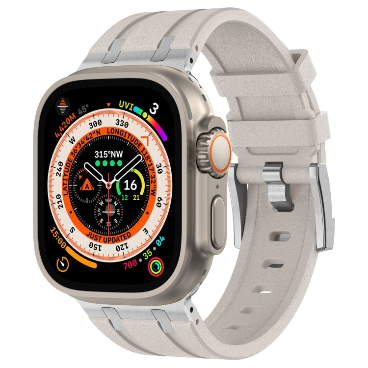 For Apple Watch Ultra 49mm Stone Grain Liquid Silicone Watch Band(Silver Starlight) - Watch Bands by PMC TechLife | Online Shopping South Africa | PMC TechLife