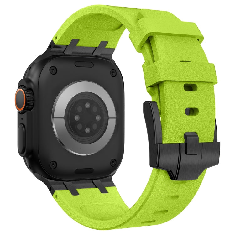 For Apple Watch Series 8 45mm Stone Grain Liquid Silicone Watch Band(Black Green) - free shipping - PMC TechLife - Order now!