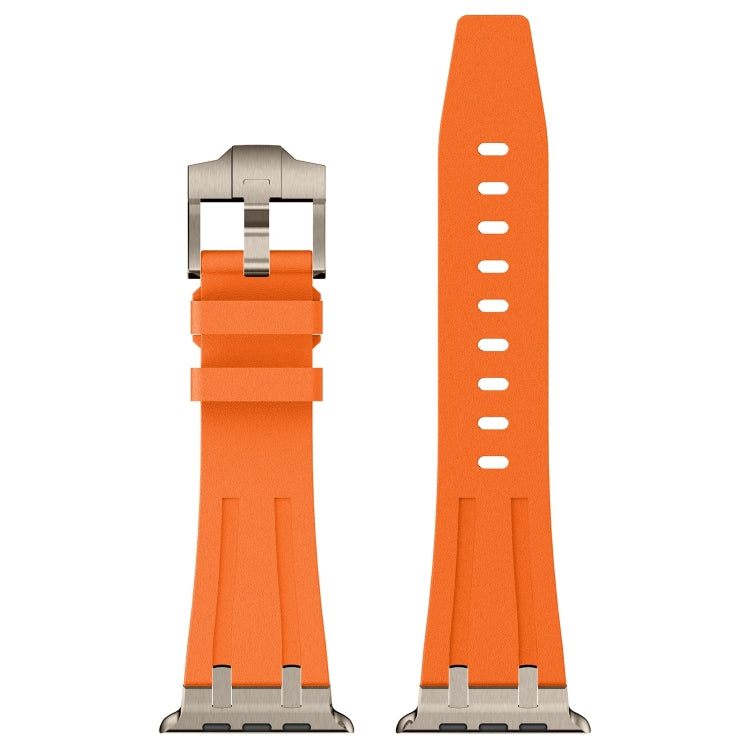 For Apple Watch Series 8 45mm Stone Grain Liquid Silicone Watch Band(Titanium Orange) - Watch Bands by PMC TechLife | Online Shopping South Africa | PMC TechLife