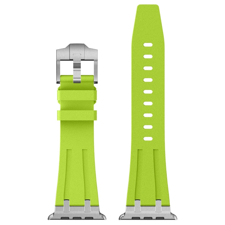 For Apple Watch Series 8 45mm Stone Grain Liquid Silicone Watch Band(Silver Green) - Watch Bands by PMC TechLife | Online Shopping South Africa | PMC TechLife