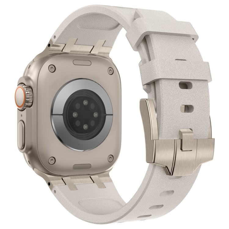 For Apple Watch SE 2022 44mm Stone Grain Liquid Silicone Watch Band(Titanium Starlight) - Watch Bands by PMC TechLife | Online Shopping South Africa | PMC TechLife