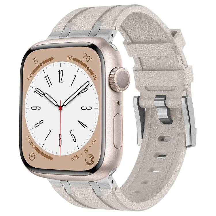For Apple Watch SE 2022 44mm Stone Grain Liquid Silicone Watch Band(Silver Starlight) - Watch Bands by PMC TechLife | Online Shopping South Africa | PMC TechLife