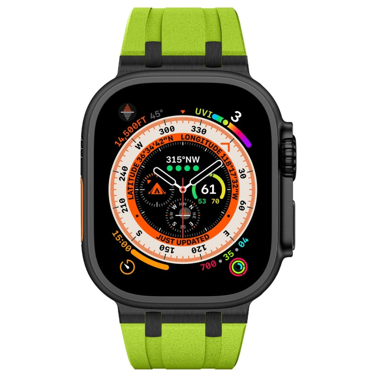 For Apple Watch Series 7 45mm Stone Grain Liquid Silicone Watch Band(Black Green) - free shipping - PMC TechLife - Order now!